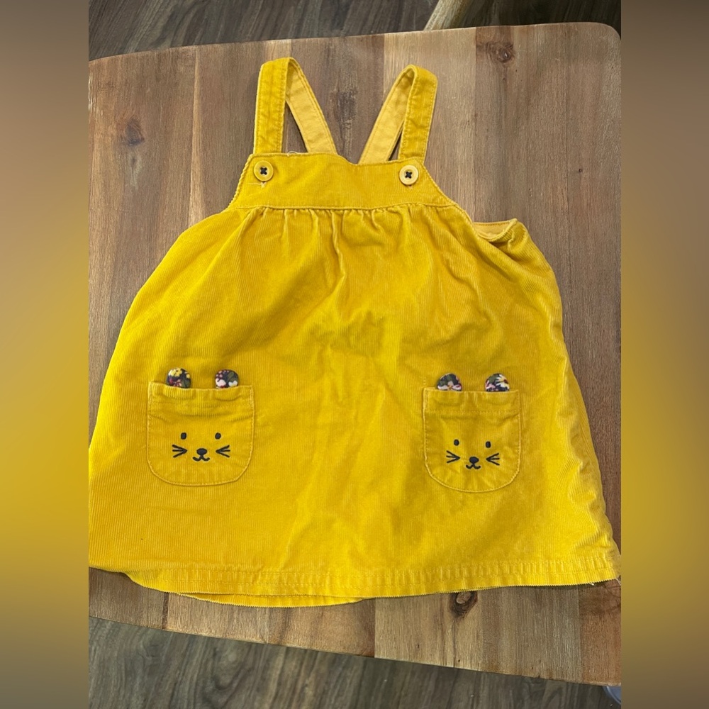 Carters Yellow Cat Face Pinafore Dress